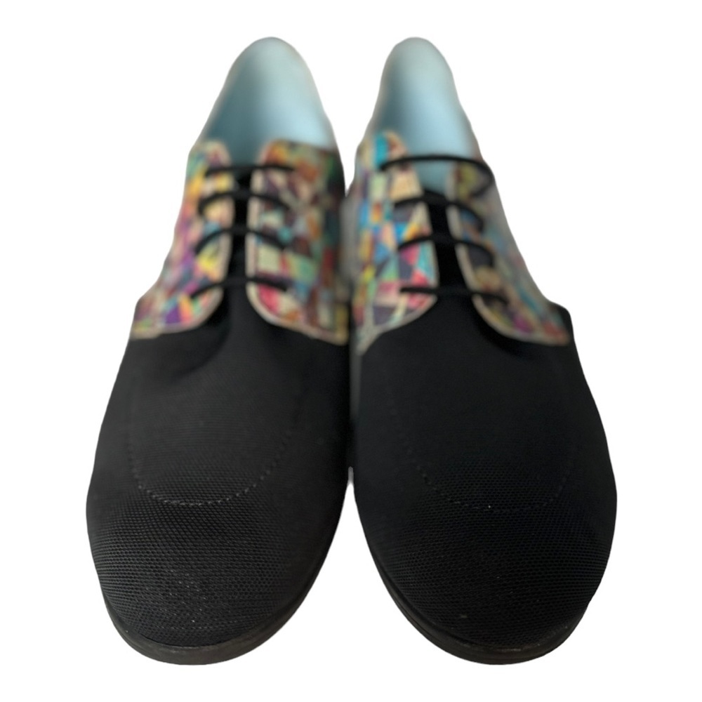 Cloud women’s 38 Black Geometric Open Side Stretch Comfort Oxford Shoes 7.5 - Picture 3 of 5